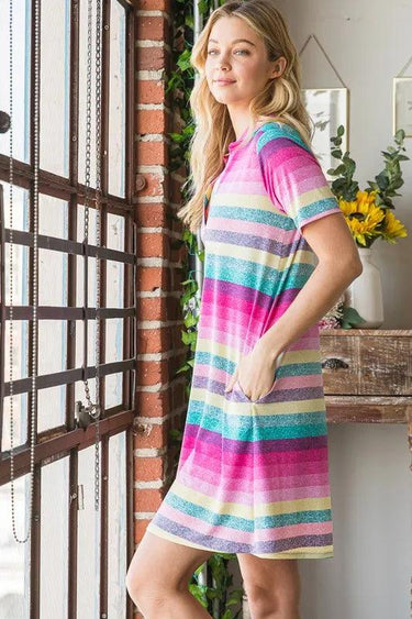 Heimish Striped Short Sleeve Mini Tee Dress Plus Size