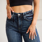 RFM Tummy Control High Waist Raw Hem Jeans Denim   