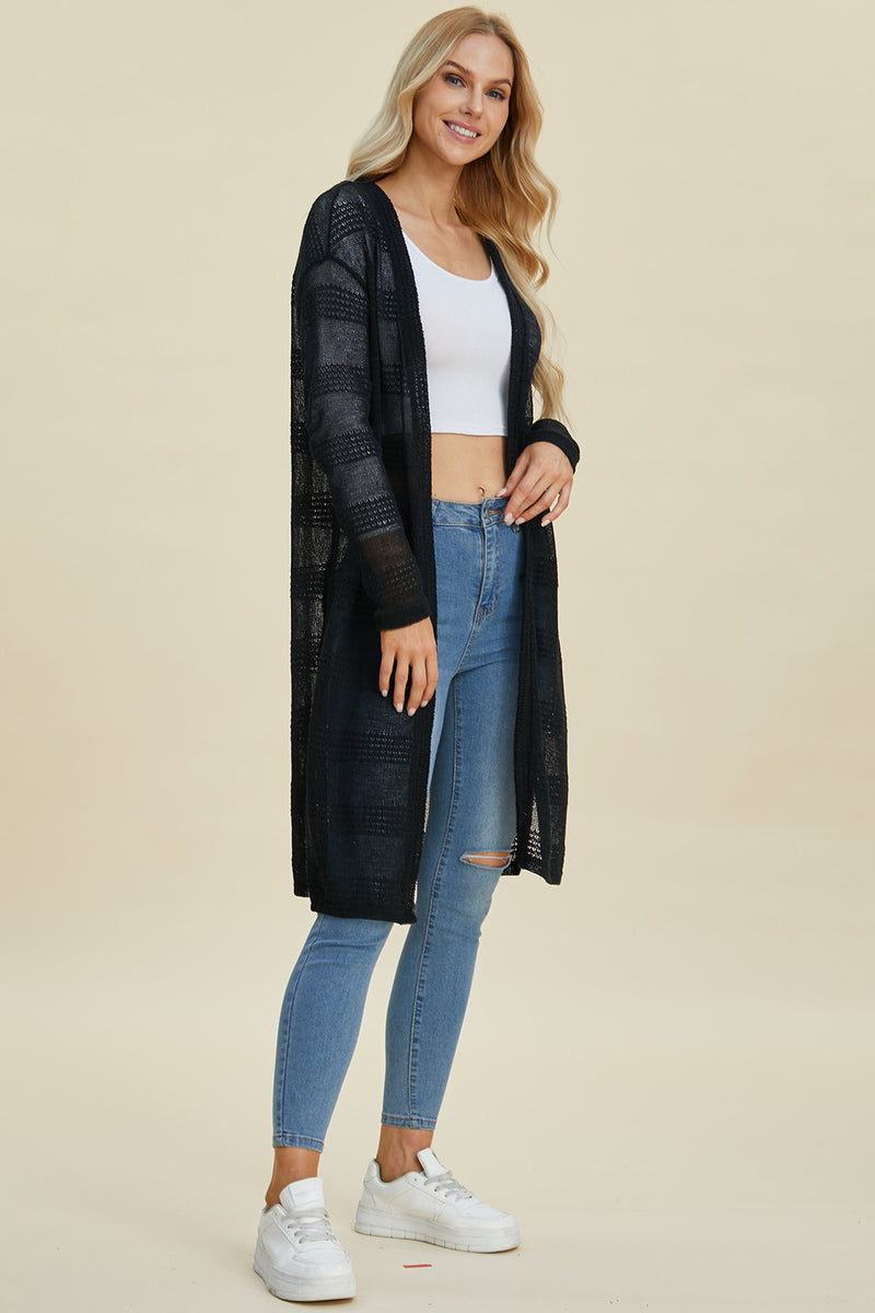 Double Take Open Front Longline Cardigan