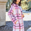 Double Take Plaid Button Up Lapel Collar Coat