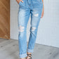 Aiden High Rise Patch Pocket Distressed Boyfriend Jeans Womens Jeans   