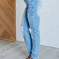 Aiden High Rise Patch Pocket Distressed Boyfriend Jeans Womens Jeans   