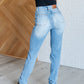 Aiden High Rise Patch Pocket Distressed Boyfriend Jeans Womens Jeans   