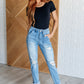 Aiden High Rise Patch Pocket Distressed Boyfriend Jeans Womens Jeans   