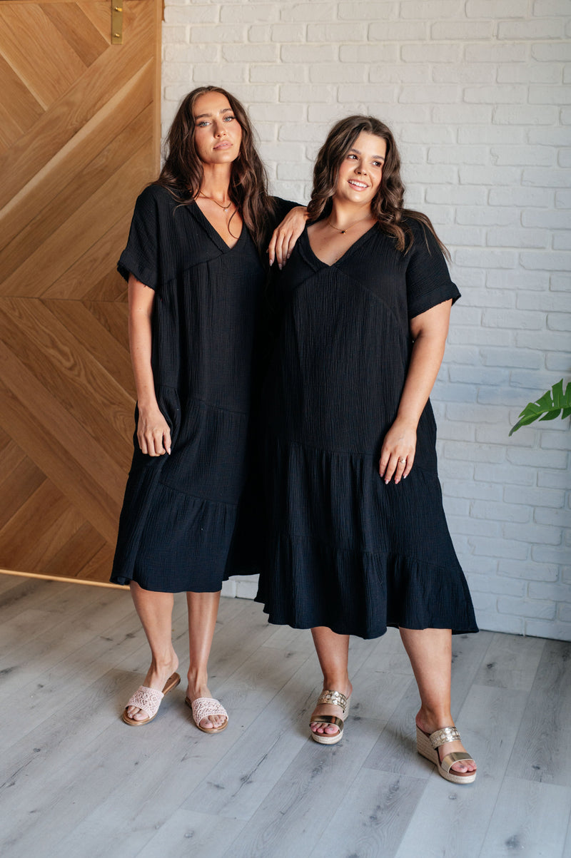 Always Learning Dolman Sleeve Dress in Black Dresses   