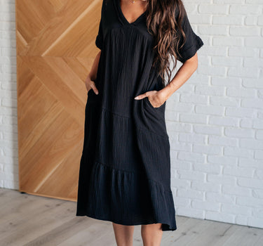Always Learning Dolman Sleeve Dress in Black