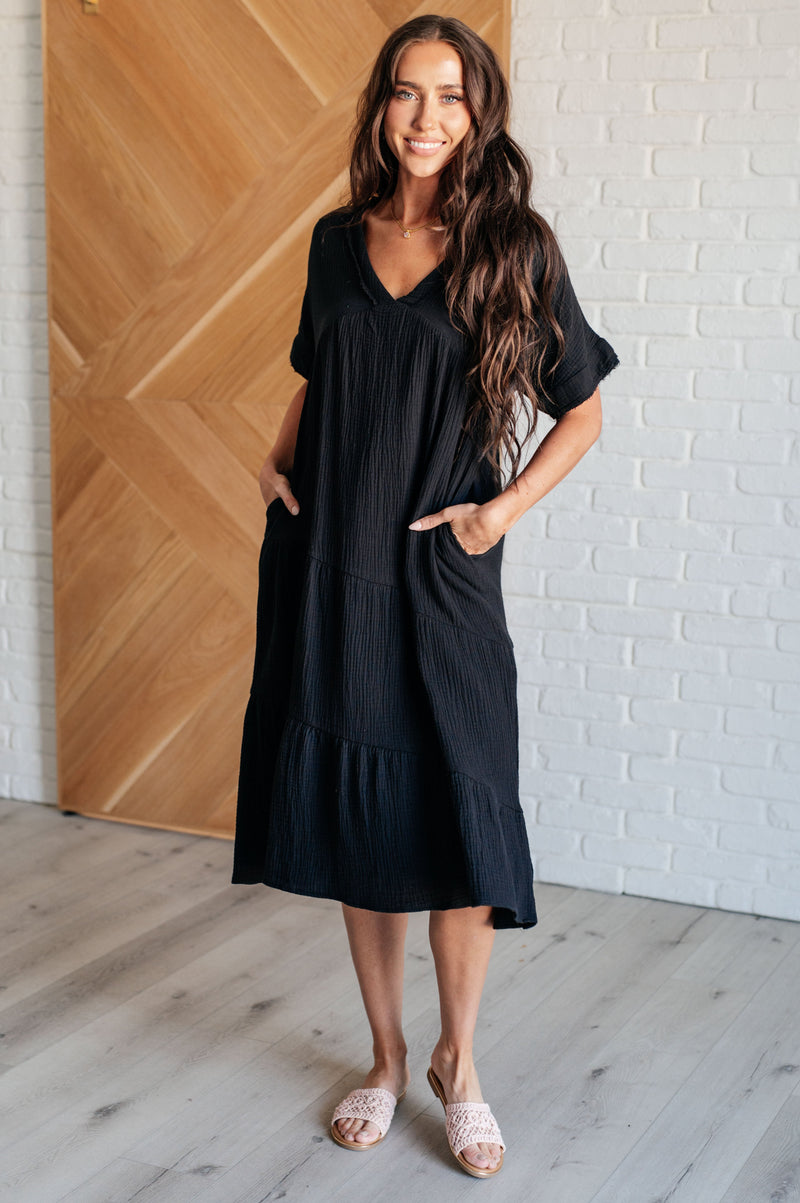 Always Learning Dolman Sleeve Dress in Black Dresses   