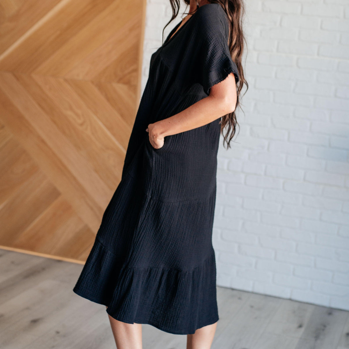Always Learning Dolman Sleeve Dress in Black - Three Mad Hatters Mercantile 
