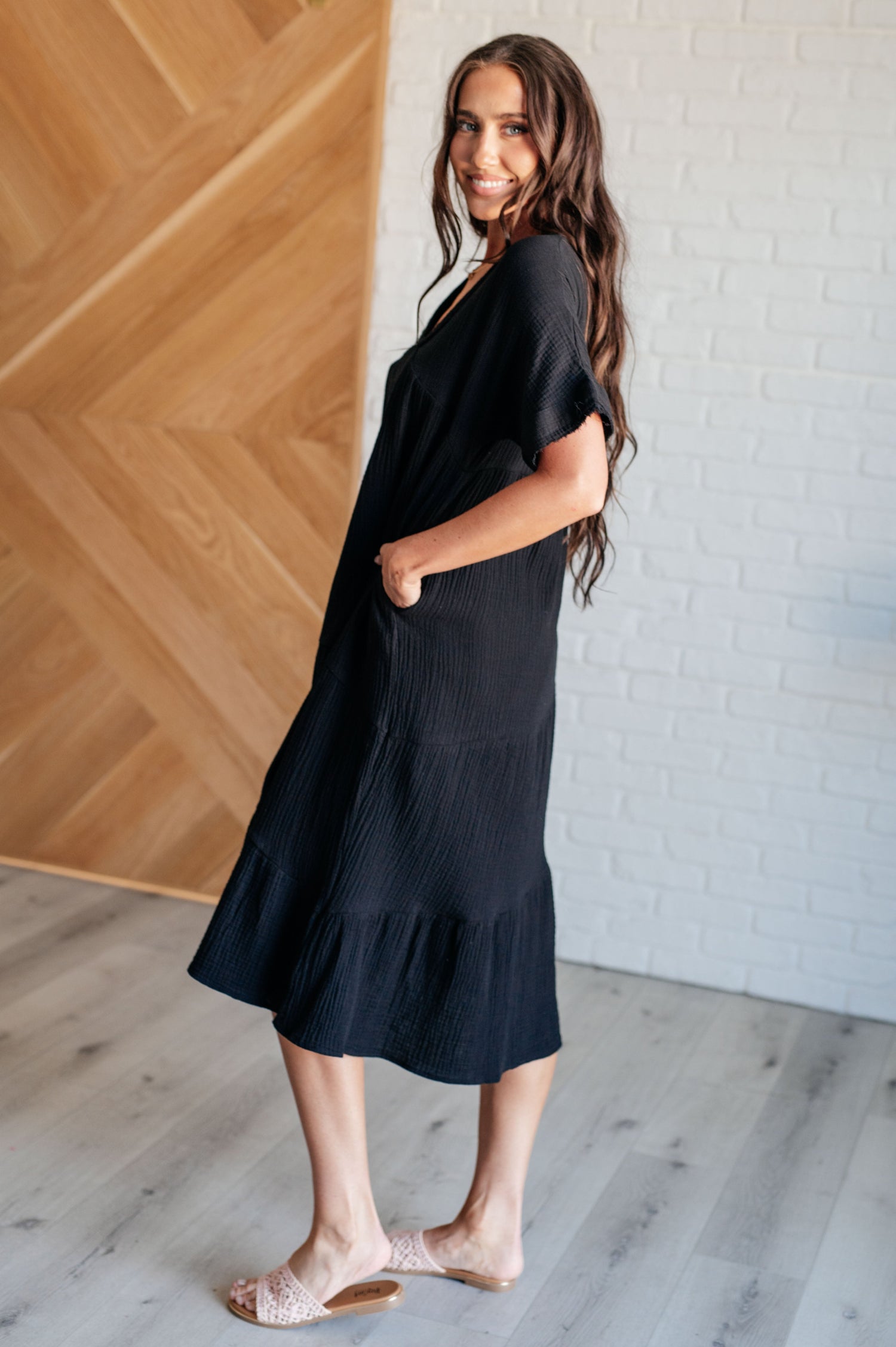 Always Learning Dolman Sleeve Dress in Black Dresses   