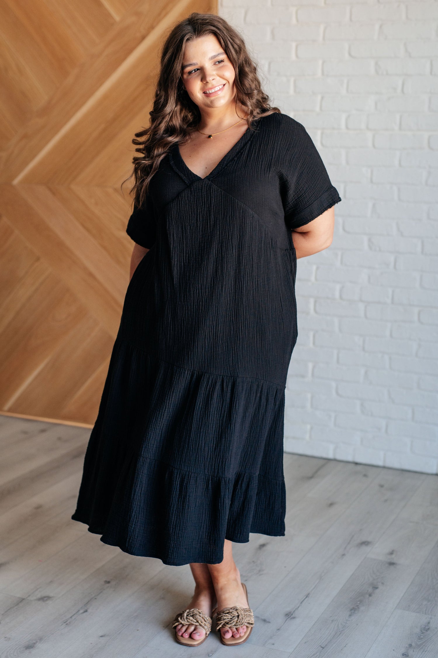 Always Learning Dolman Sleeve Dress in Black Dresses   