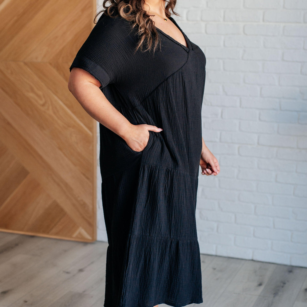 Always Learning Dolman Sleeve Dress in Black - Three Mad Hatters Mercantile 