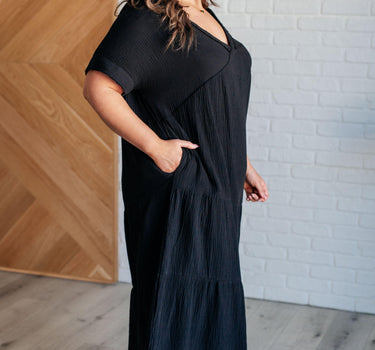 Always Learning Dolman Sleeve Dress in Black