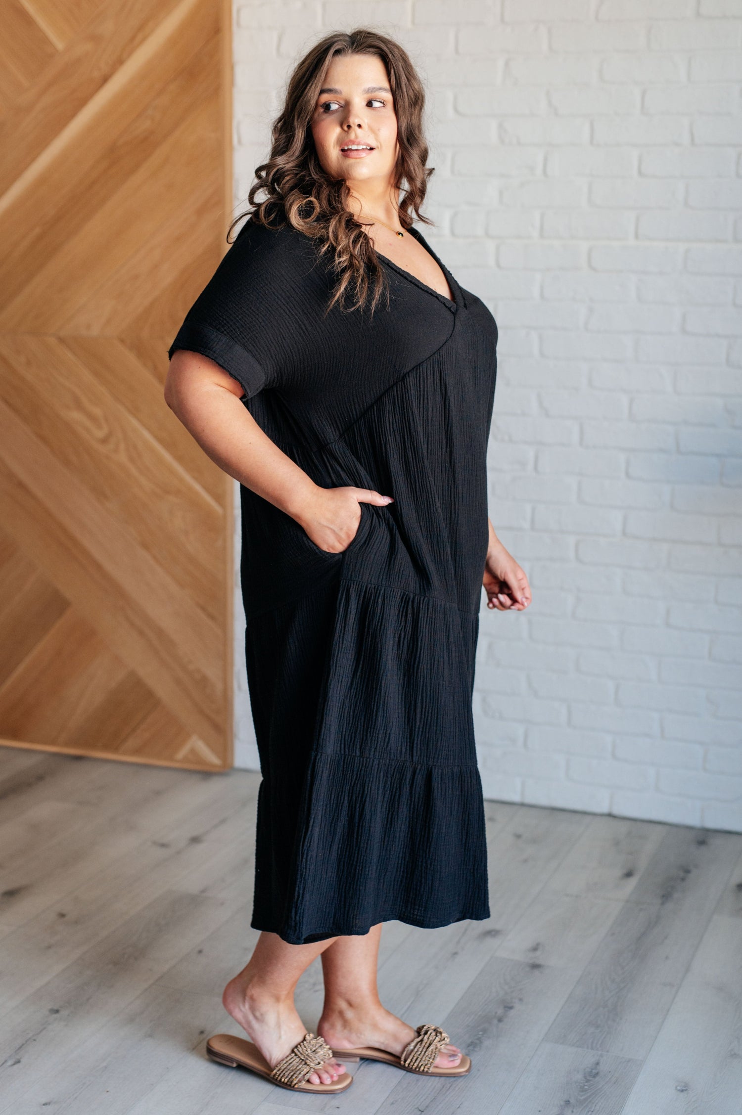 Always Learning Dolman Sleeve Dress in Black Dresses   