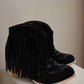 Amos Fringe Ankle Bootie in Black Suede Shoes   