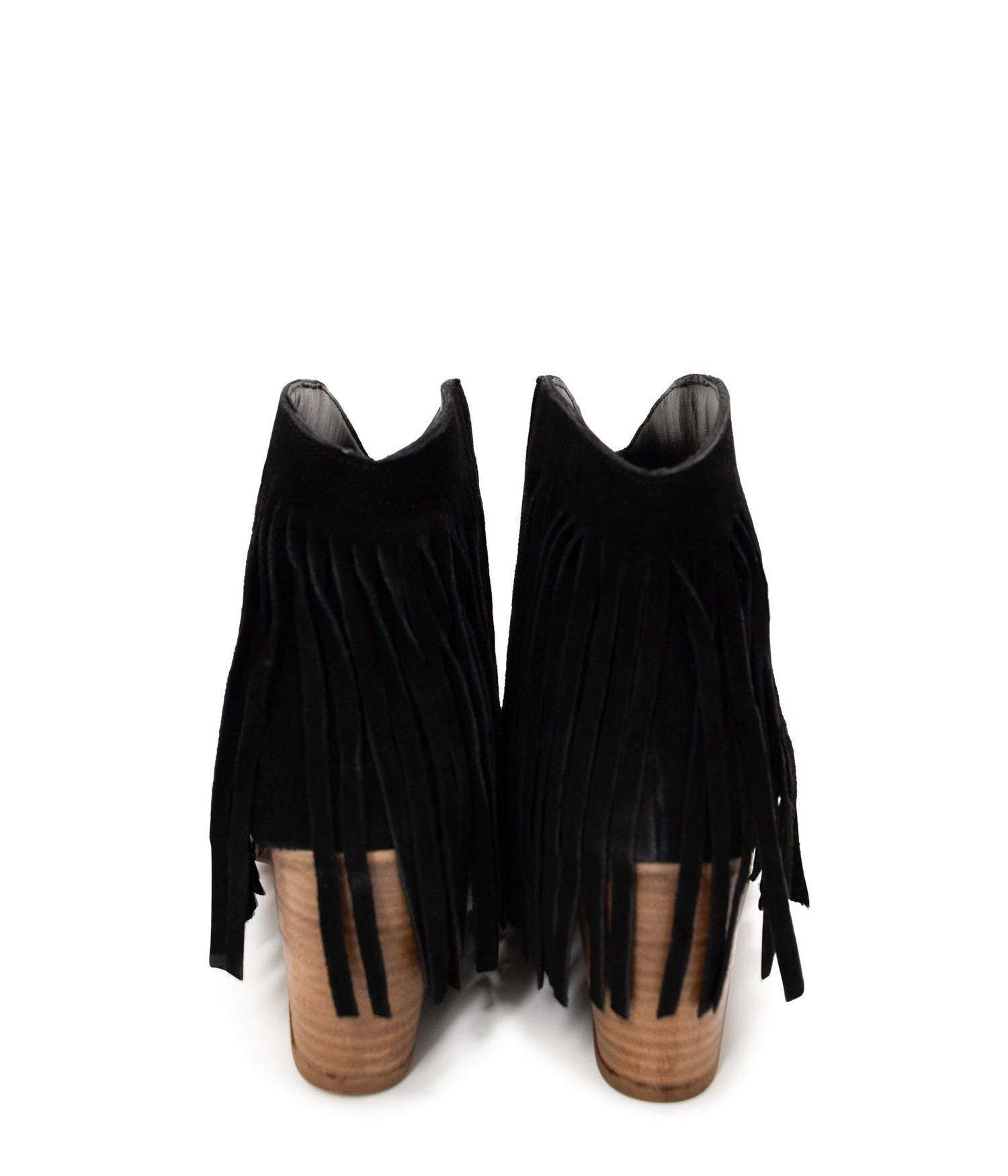 Amos Fringe Ankle Bootie in Black Suede Shoes   