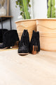 Amos Fringe Ankle Bootie in Black Suede Shoes   