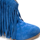 Amos Fringe Ankle Bootie in Blue Suede Shoes   