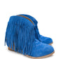 Amos Fringe Ankle Bootie in Blue Suede Shoes   