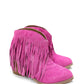 Amos Fringe Ankle Bootie in Magenta Suede Shoes   