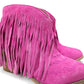 Amos Fringe Ankle Bootie in Magenta Suede Shoes   