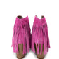 Amos Fringe Ankle Bootie in Magenta Suede Shoes   