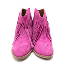 Amos Fringe Ankle Bootie in Magenta Suede
