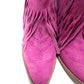 Amos Fringe Ankle Bootie in Magenta Suede Shoes   