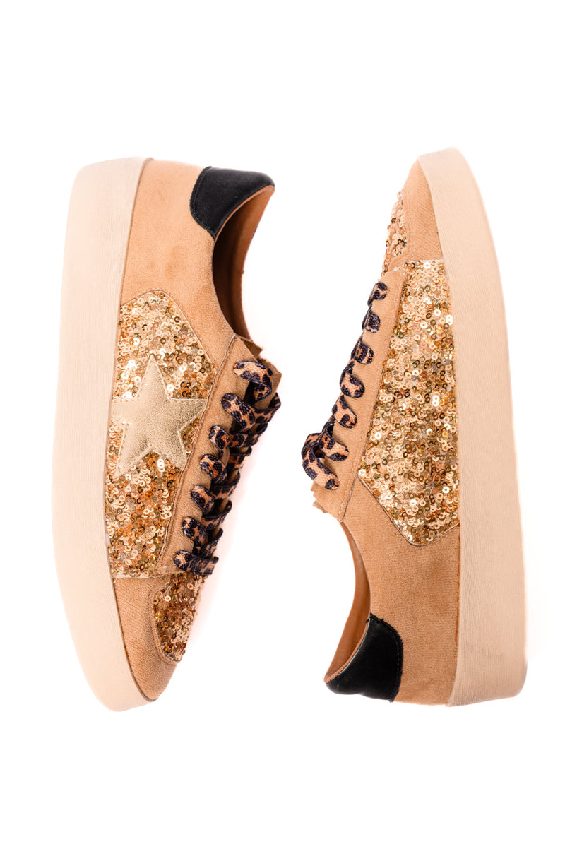 Another Round Sneakers in Gold Sequins Womens   