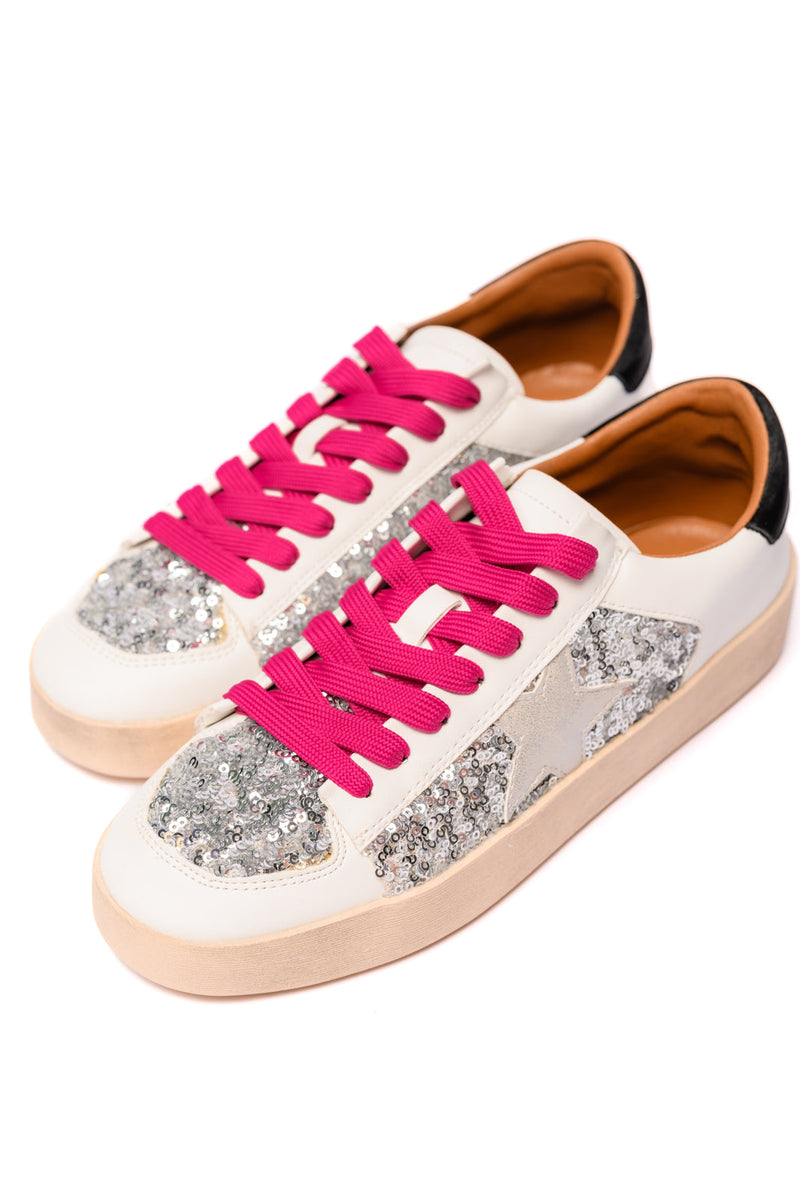 Another Round Sneakers in Silver Sequins Womens Sneakers   