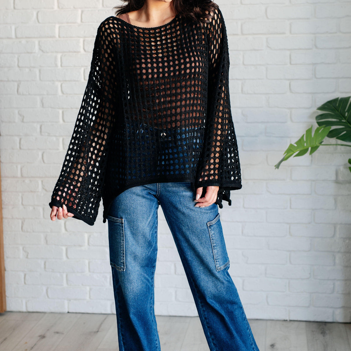 Ask Anyway Fishnet Sweater - Three Mad Hatters Mercantile 