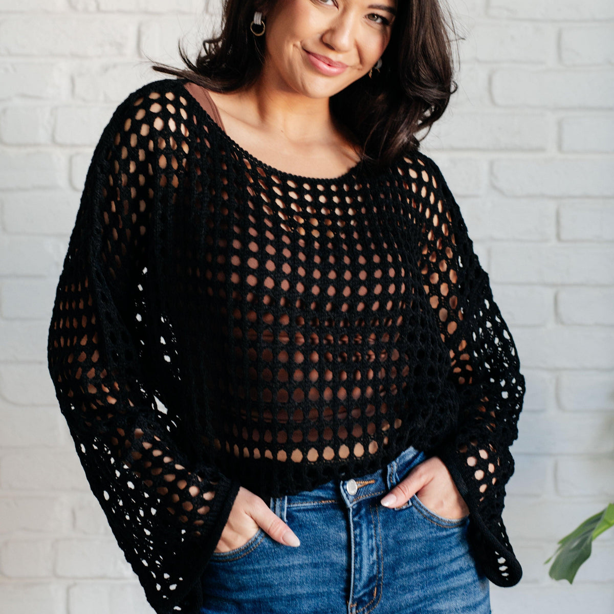 Ask Anyway Fishnet Sweater - Three Mad Hatters Mercantile 