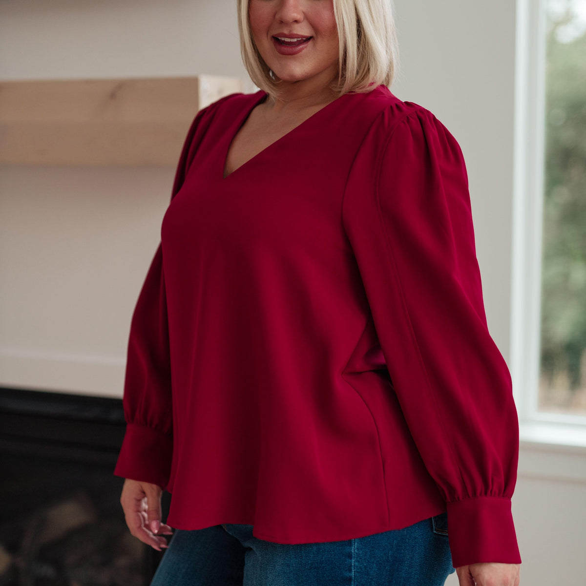 Back in Business V-Neck Blouse - Three Mad Hatters Mercantile 
