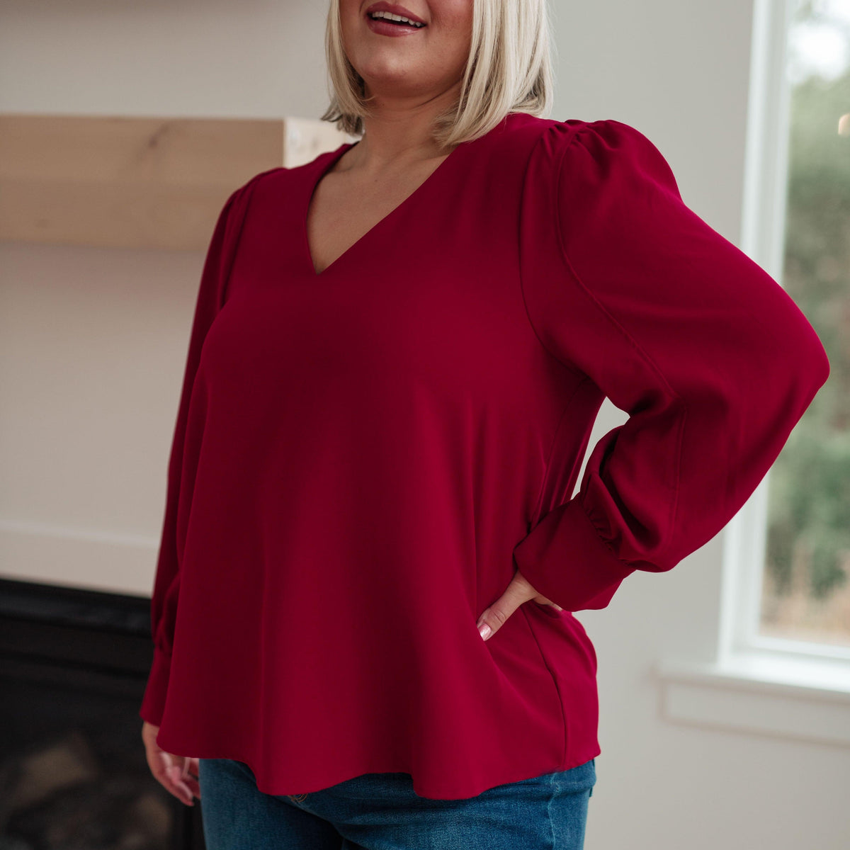 Back in Business V-Neck Blouse - Three Mad Hatters Mercantile 