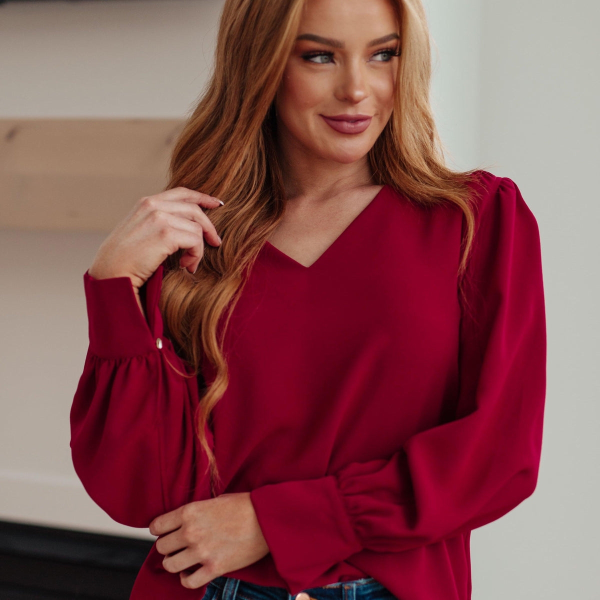 Back in Business V-Neck Blouse - Three Mad Hatters Mercantile 