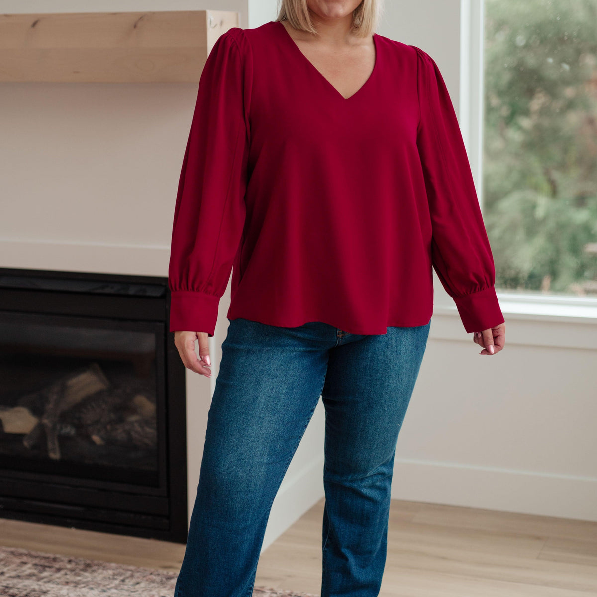 Back in Business V-Neck Blouse - Three Mad Hatters Mercantile 
