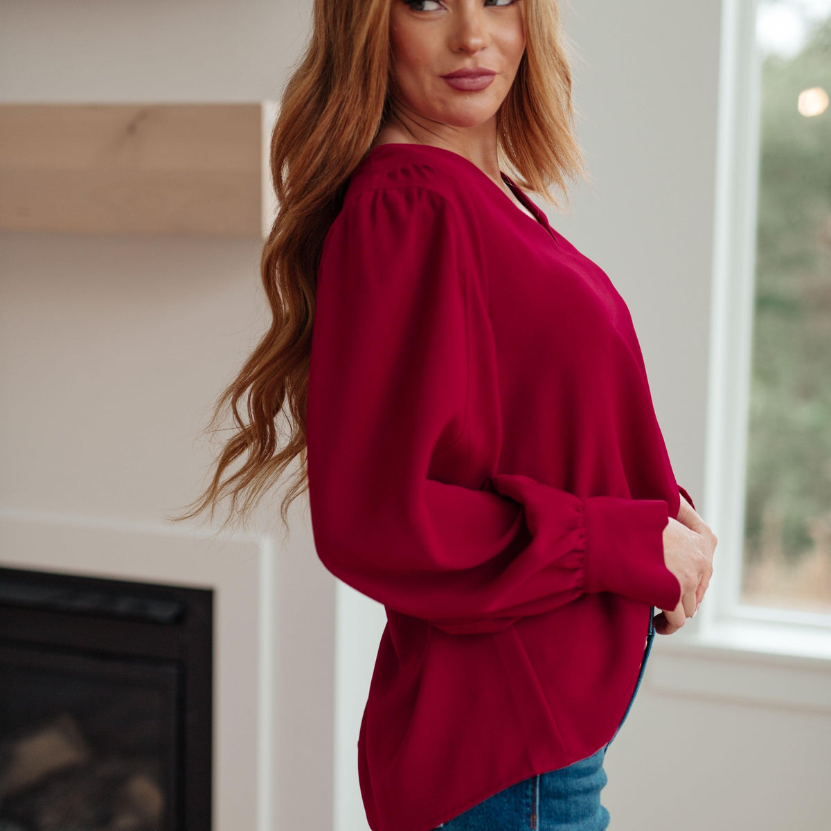 Back in Business V-Neck Blouse - Three Mad Hatters Mercantile 