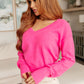 Back to Life V-Neck Sweater in Pink Tops   