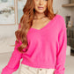 Back to Life V-Neck Sweater in Pink Tops   