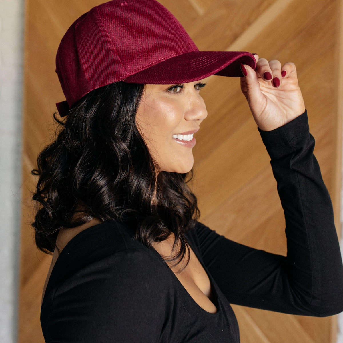 Basic Babe Ball Cap in Wine - Three Mad Hatters Mercantile 