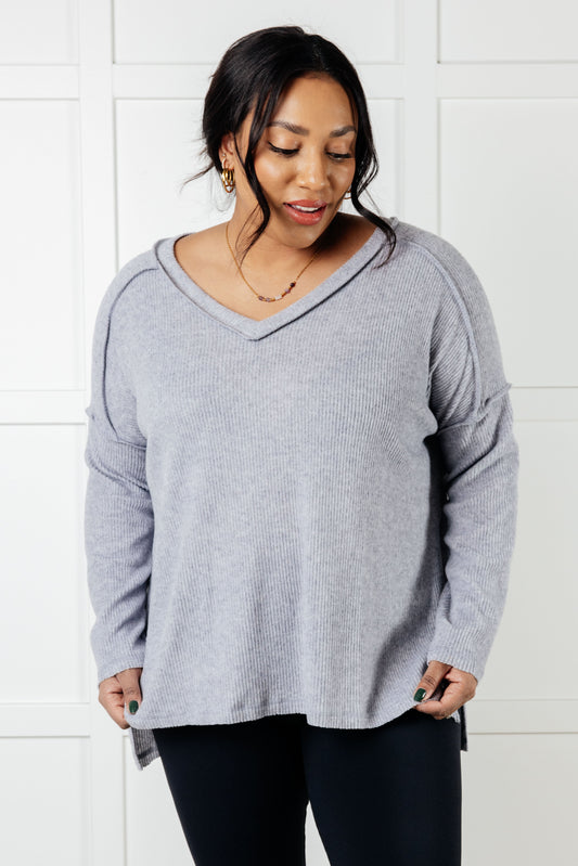 Basically Freezing Brushed Hacci Top in Heather Grey Tops