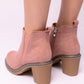 Bite Me Bootie in Blush Faux Suede Womens   