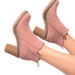 Bite Me Bootie in Blush Faux Suede Womens   