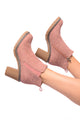 Bite Me Bootie in Blush Faux Suede Womens   