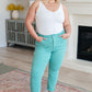 Bridgette High Rise Garment Dyed Slim Jeans in Aquamarine Womens slim jean   