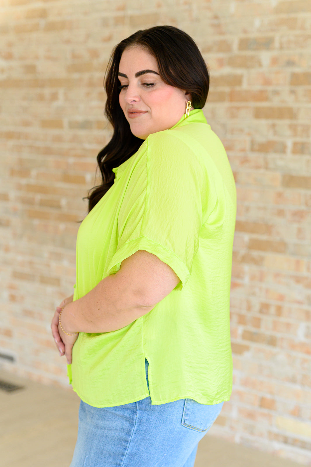 Bright Idea Button Down in Citrus Womens Tops   