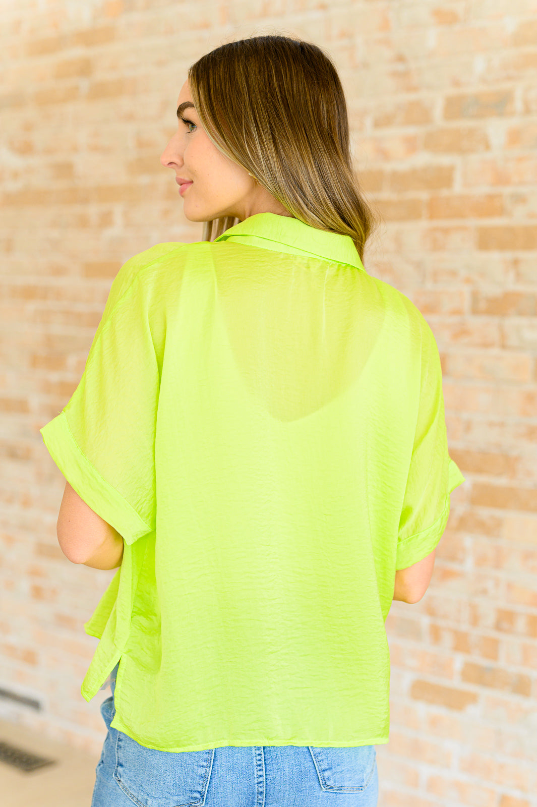 Bright Idea Button Down in Citrus Womens Tops   