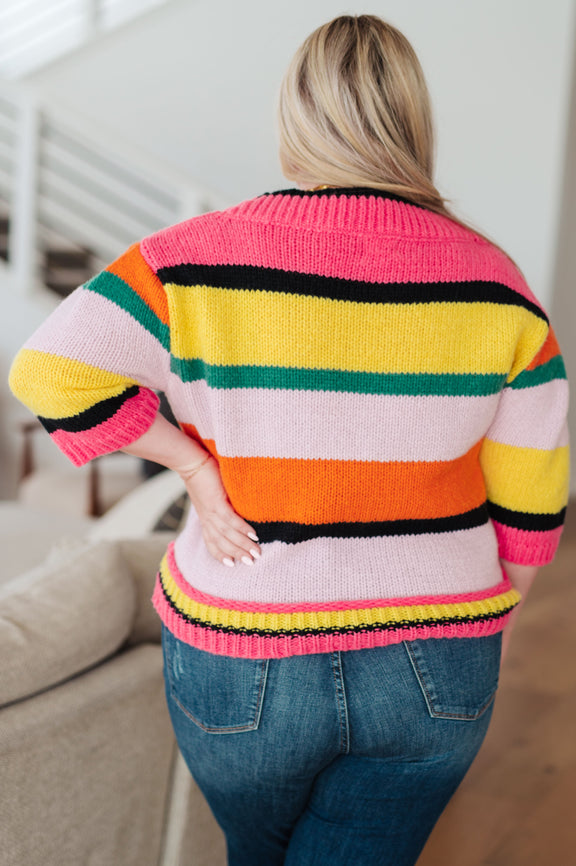 Bright Side Striped Sweater Tops   