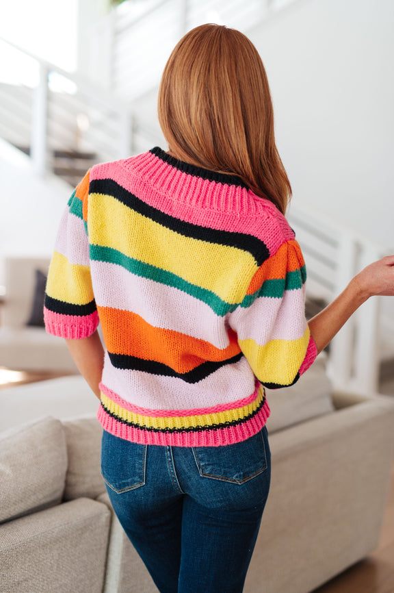 Bright Side Striped Sweater Tops   