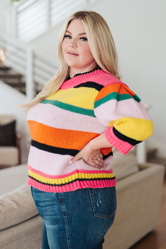 Bright Side Striped Sweater Tops   