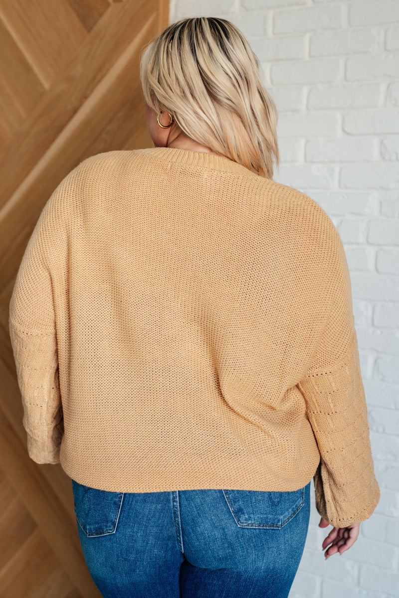 Bubbly Personality Bubble Sleeve Sweater in Wheat Tops   